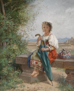 カンパーニャの風景の残りの部分でローマの女の子 作： Hermann von Bohn